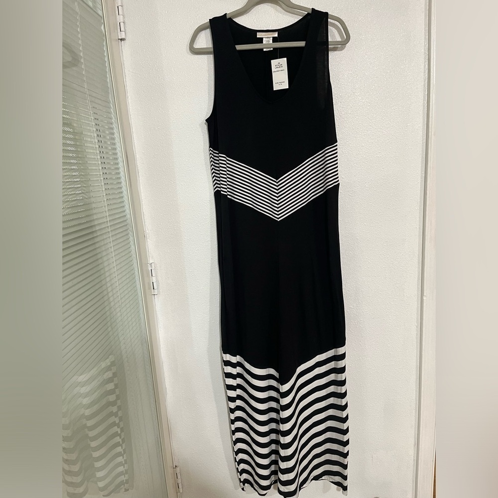 La Blanca, maxi beach cover-up, summer dress sleeveless, chevron, stripes 6 NWT